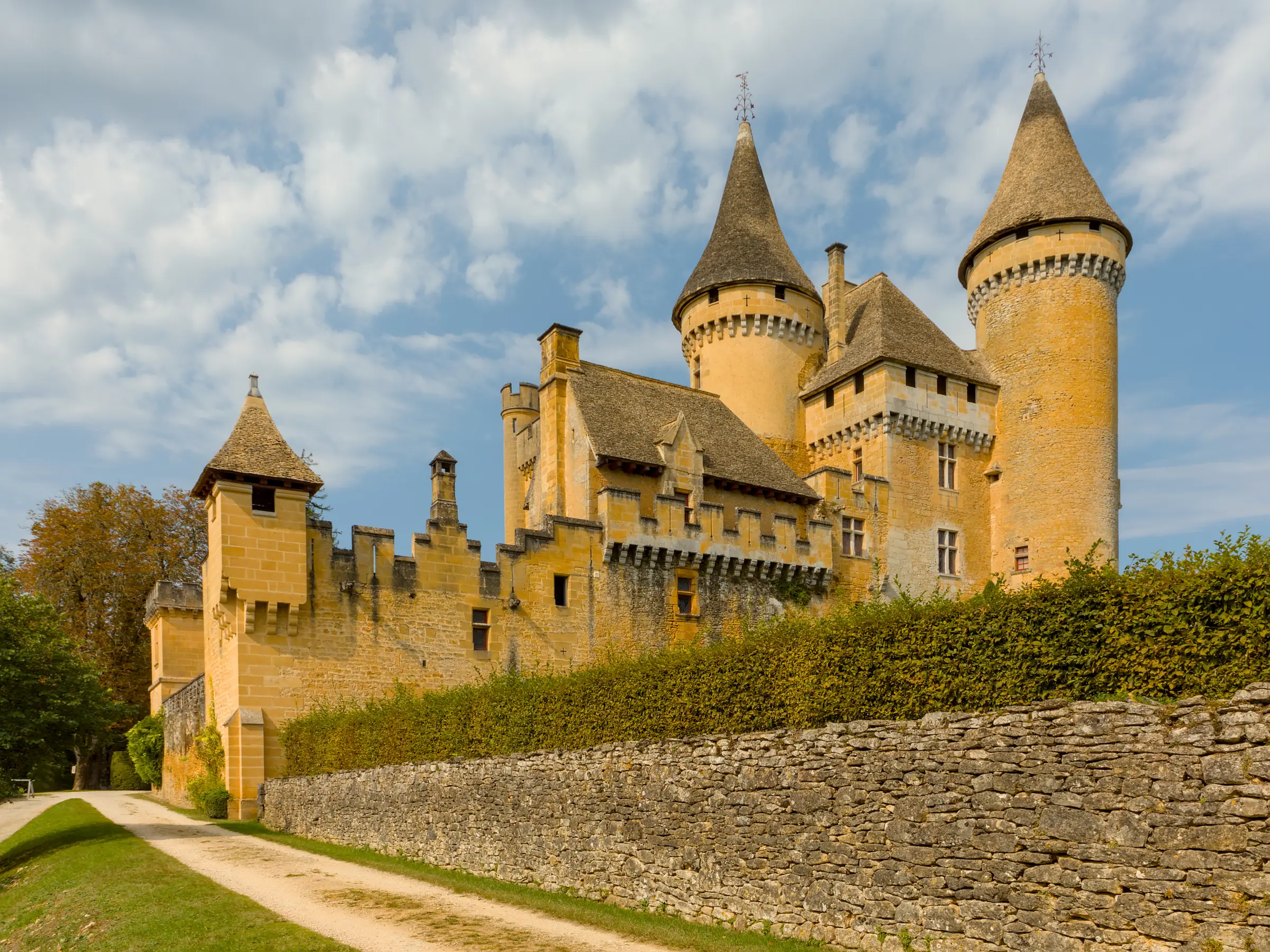 Château de Puymartin — le château de Puymartin et son rempart sous le ciel