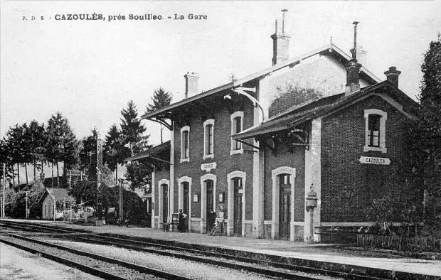 La gare de Cazoulès vers 1900, terminus de la voie verte Sarlat – Cazoulès