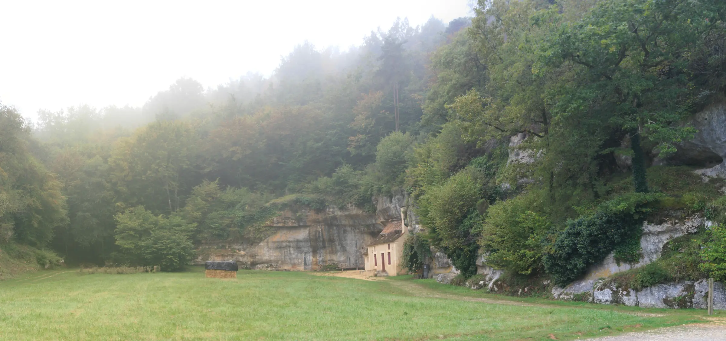Grotte des Combarelles — le vallon boisé des Combarelles et ses falaises